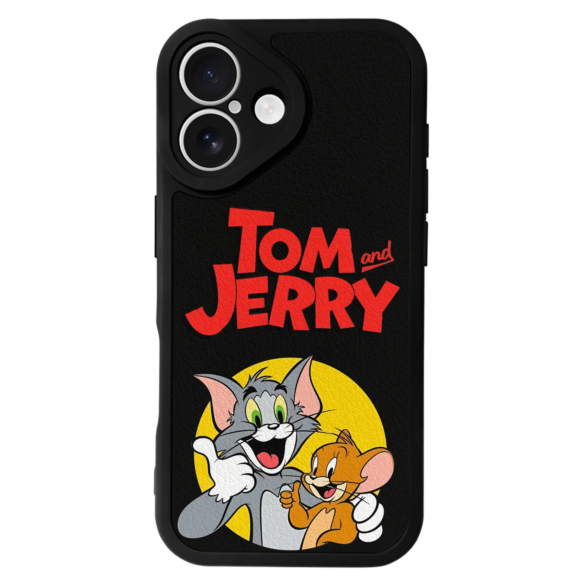 トムとジェリー グッズ トム - IPhone 16シリーズ対応 ・ シリコンスマホケース ・ レザー調 ・ 高精度フィット ・ 耐衝撃 ・ ワイヤレス充電対応 ・ 精密カット